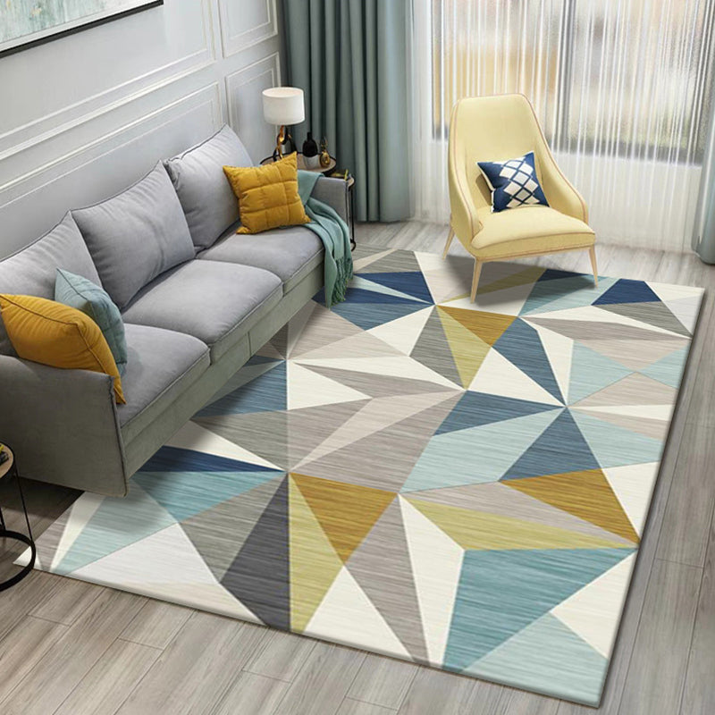 Modern Geometric 3D Printing Rug Multi Colored Polyester Rug Anti-Slip Backing Stain Resistant Washable Carpet for Living Room Blue-Green Clearhalo 'Area Rug' 'Modern' 'Rugs' Rug' 2317212