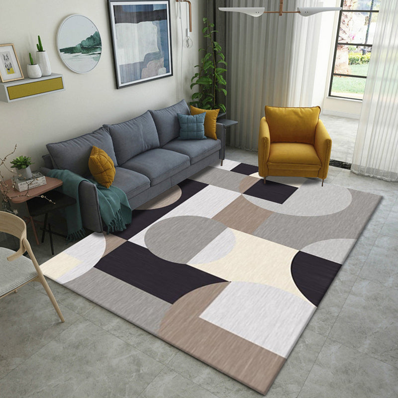 Modern Geometric 3D Printing Rug Multi Colored Polyester Rug Anti-Slip Backing Stain Resistant Washable Carpet for Living Room Light Brown Clearhalo 'Area Rug' 'Modern' 'Rugs' Rug' 2317213