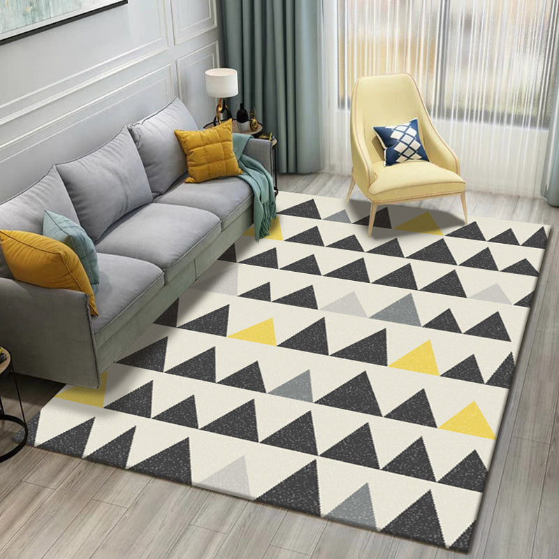Modern Geometric 3D Printing Rug Multi Colored Polyester Rug Anti-Slip Backing Stain Resistant Washable Carpet for Living Room Black-Gray Clearhalo 'Area Rug' 'Modern' 'Rugs' Rug' 2317214