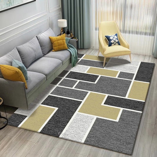 Modern Geometric 3D Printing Rug Multi Colored Polyester Rug Anti-Slip Backing Stain Resistant Washable Carpet for Living Room Grey Clearhalo 'Area Rug' 'Modern' 'Rugs' Rug' 2317217