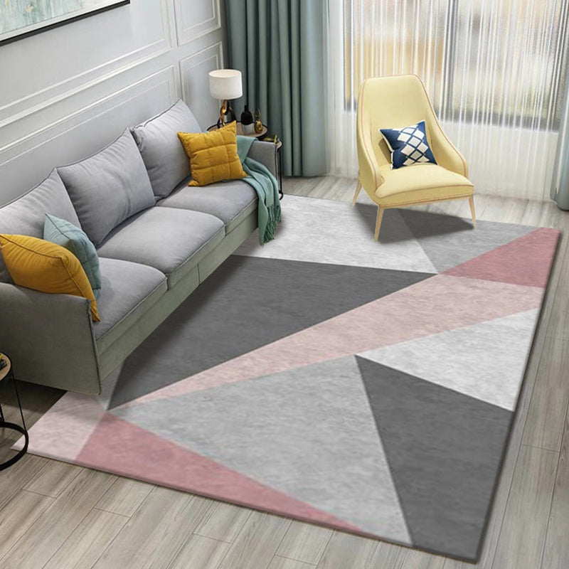 Modern Geometric 3D Printing Rug Multi Colored Polyester Rug Anti-Slip Backing Stain Resistant Washable Carpet for Living Room Gray-Pink Clearhalo 'Area Rug' 'Modern' 'Rugs' Rug' 2317218