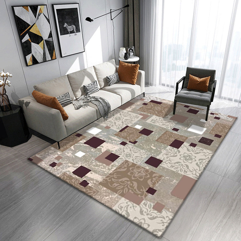 Modern Geometric 3D Printing Rug Multi Colored Polyester Rug Anti-Slip Backing Stain Resistant Washable Carpet for Living Room Tan Clearhalo 'Area Rug' 'Modern' 'Rugs' Rug' 2317220