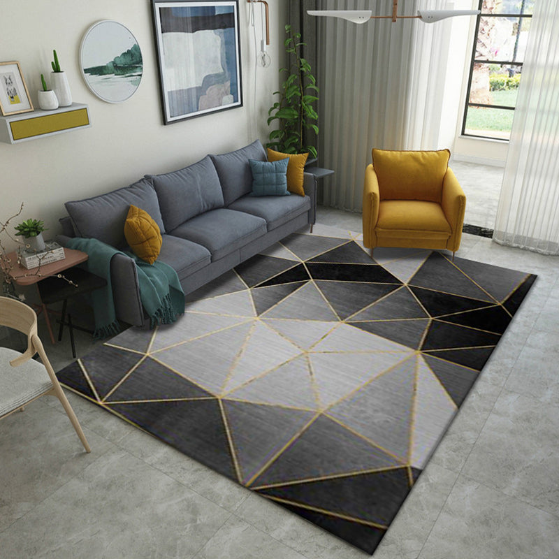Modern Geometric 3D Printing Rug Multi Colored Polyester Rug Anti-Slip Backing Stain Resistant Washable Carpet for Living Room Dark Gray Clearhalo 'Area Rug' 'Modern' 'Rugs' Rug' 2317222