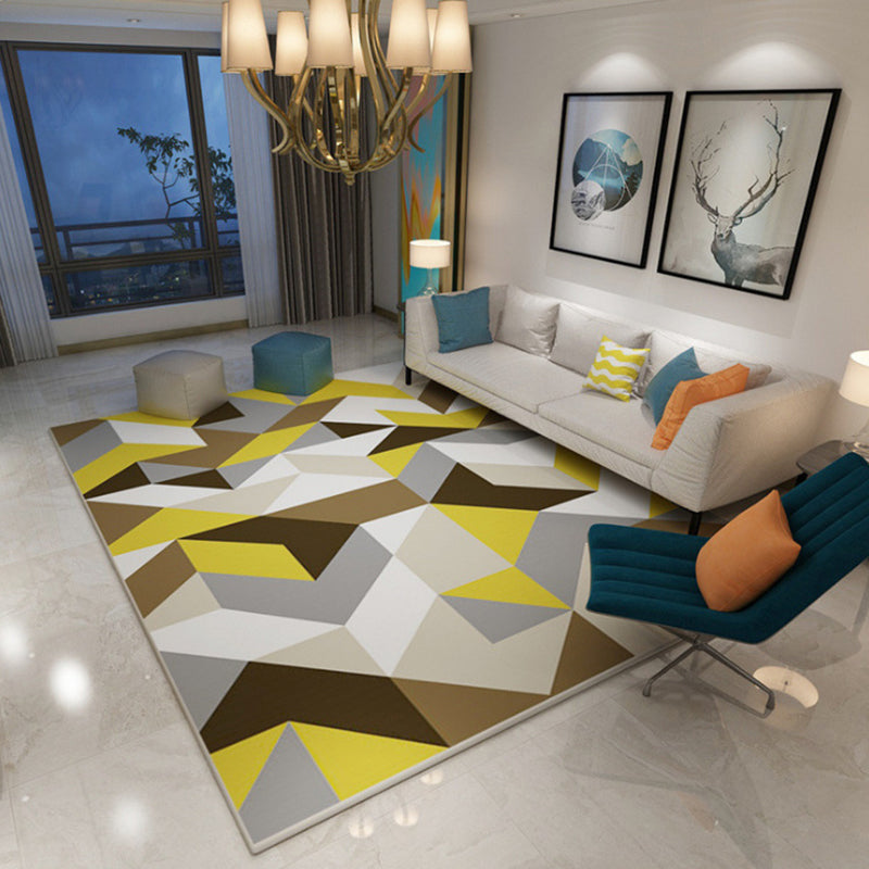 Unique Geometric Pattern Print Rug Multi-Colored Modern Rug Polyester Stain Resistant Pet Friendly Non-Slip Backing Rug for Room Yellow-Brown Clearhalo 'Area Rug' 'Modern' 'Rugs' Rug' 2317257