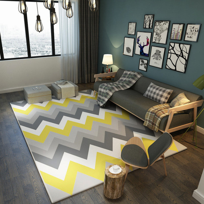 Unique Geometric Pattern Print Rug Multi-Colored Modern Rug Polyester Stain Resistant Pet Friendly Non-Slip Backing Rug for Room Yellow-Gray Clearhalo 'Area Rug' 'Modern' 'Rugs' Rug' 2317260