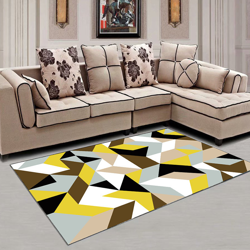 Decorative Multi Color Contemporary Rug Synthetics 3D Geometric Pattern Rug Washable Pet-Friendly Non-Slip Rug for Drawing Room Yellow-Brown Clearhalo 'Area Rug' 'Modern' 'Rugs' Rug' 2317265