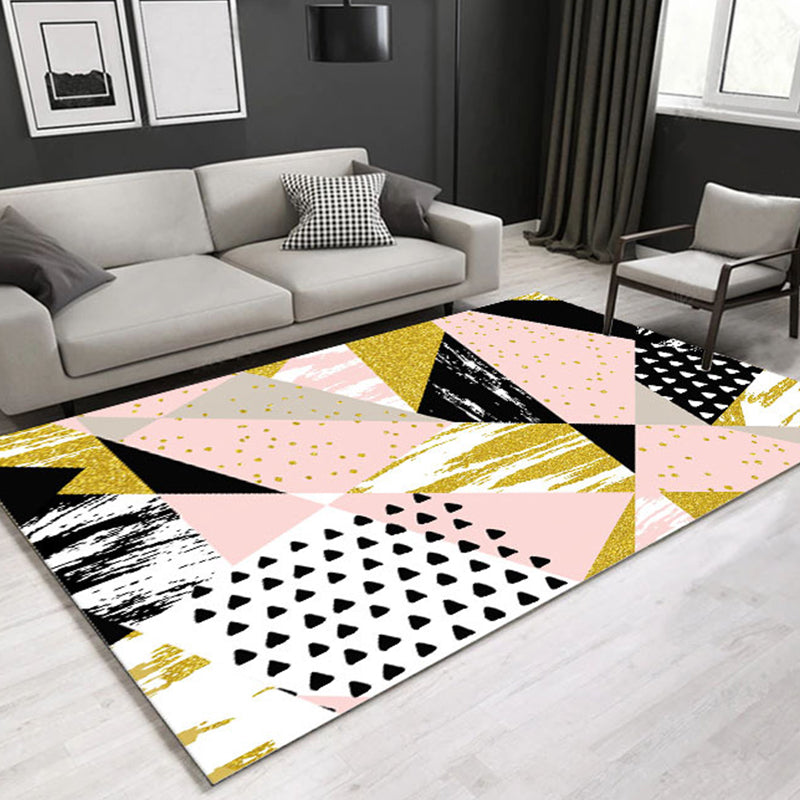 Decorative Multi Color Contemporary Rug Synthetics 3D Geometric Pattern Rug Washable Pet-Friendly Non-Slip Rug for Drawing Room Pink-Yellow Clearhalo 'Area Rug' 'Modern' 'Rugs' Rug' 2317271