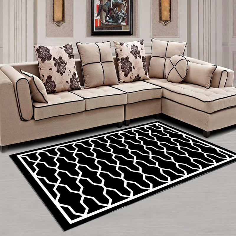 Decorative Multi Color Contemporary Rug Synthetics 3D Geometric Pattern Rug Washable Pet-Friendly Non-Slip Rug for Drawing Room Black Clearhalo 'Area Rug' 'Modern' 'Rugs' Rug' 2317275