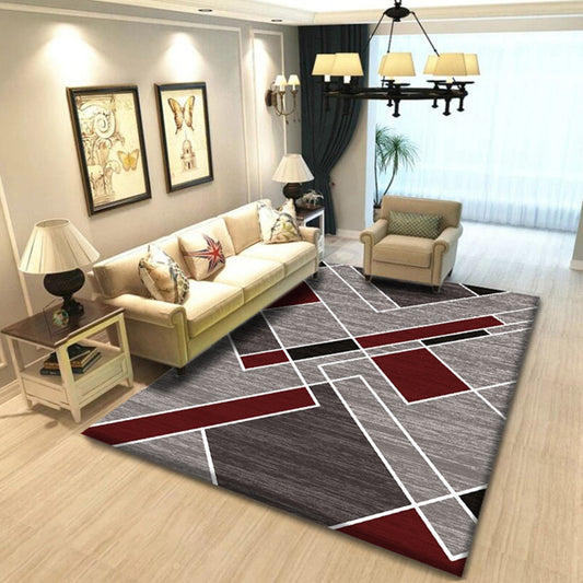 Multi Color Simplicity Rug Polypropylene Geometrical 3D Printed Carpet Machine Washable Non-Slip Pet Friendly Rug for Living Room Brown Clearhalo 'Area Rug' 'Modern' 'Rugs' Rug' 2317285