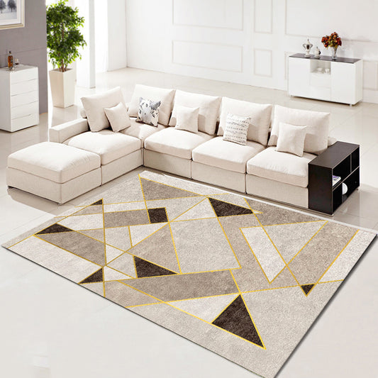 Multi Color Simplicity Rug Polypropylene Geometrical 3D Printed Carpet Machine Washable Non-Slip Pet Friendly Rug for Living Room Khaki Clearhalo 'Area Rug' 'Modern' 'Rugs' Rug' 2317291