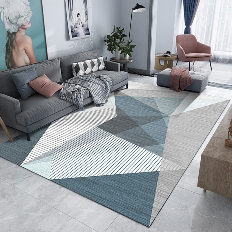 Minimalism 3D Geometric Printed Rug Multicolor Polyester Rug Washable Anti-Slip Backing Stain Resistant Rug for Great Room Gray-Blue Clearhalo 'Area Rug' 'Modern' 'Rugs' Rug' 2317292