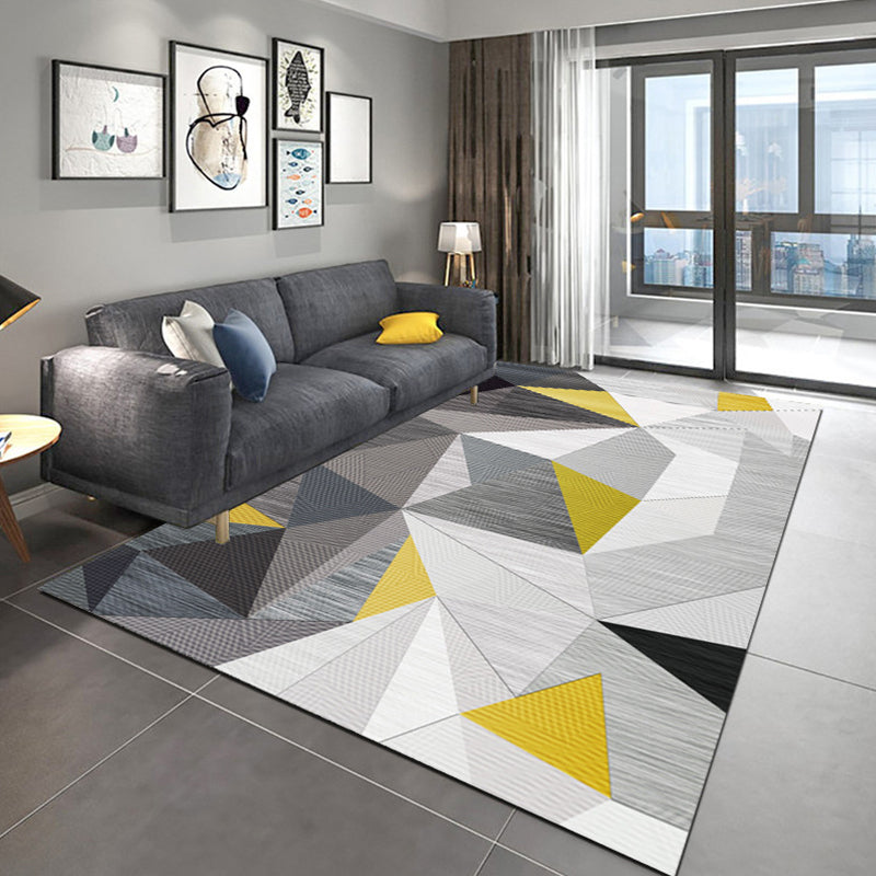 Minimalism 3D Geometric Printed Rug Multicolor Polyester Rug Washable Anti-Slip Backing Stain Resistant Rug for Great Room Gray-Yellow Clearhalo 'Area Rug' 'Modern' 'Rugs' Rug' 2317293