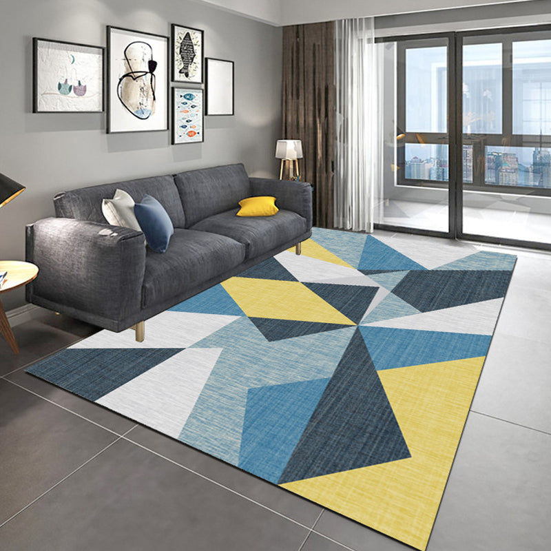 Minimalism 3D Geometric Printed Rug Multicolor Polyester Rug Washable Anti-Slip Backing Stain Resistant Rug for Great Room Yellow-Blue Clearhalo 'Area Rug' 'Modern' 'Rugs' Rug' 2317296