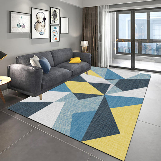 Minimalism 3D Geometric Printed Rug Multicolor Polyester Rug Washable Anti-Slip Backing Stain Resistant Rug for Great Room Yellow-Blue Clearhalo 'Area Rug' 'Modern' 'Rugs' Rug' 2317296