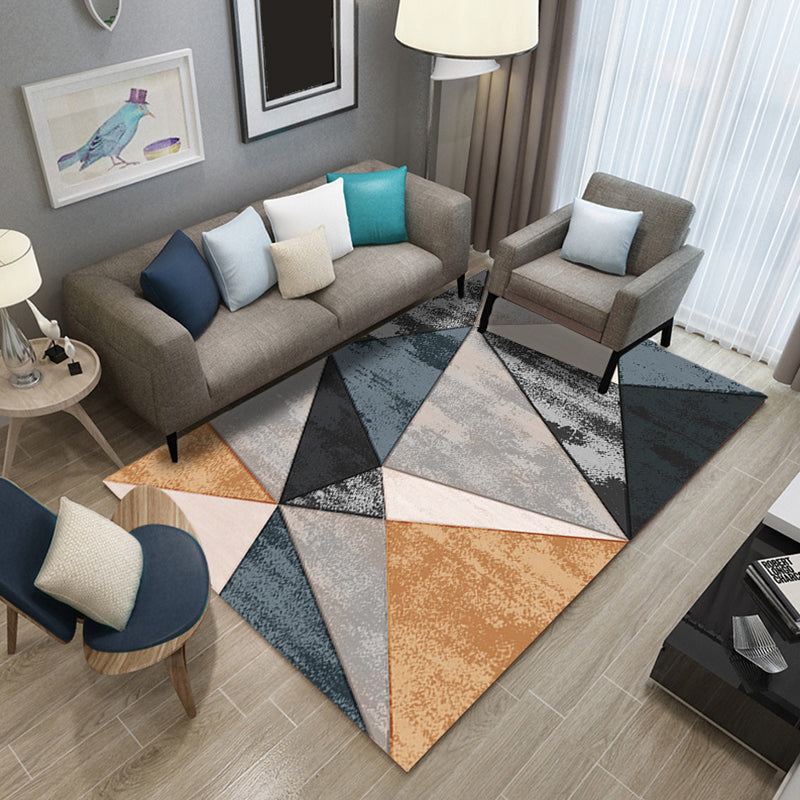 Minimalism 3D Geometric Printed Rug Multicolor Polyester Rug Washable Anti-Slip Backing Stain Resistant Rug for Great Room Gray-Orange Clearhalo 'Area Rug' 'Modern' 'Rugs' Rug' 2317297