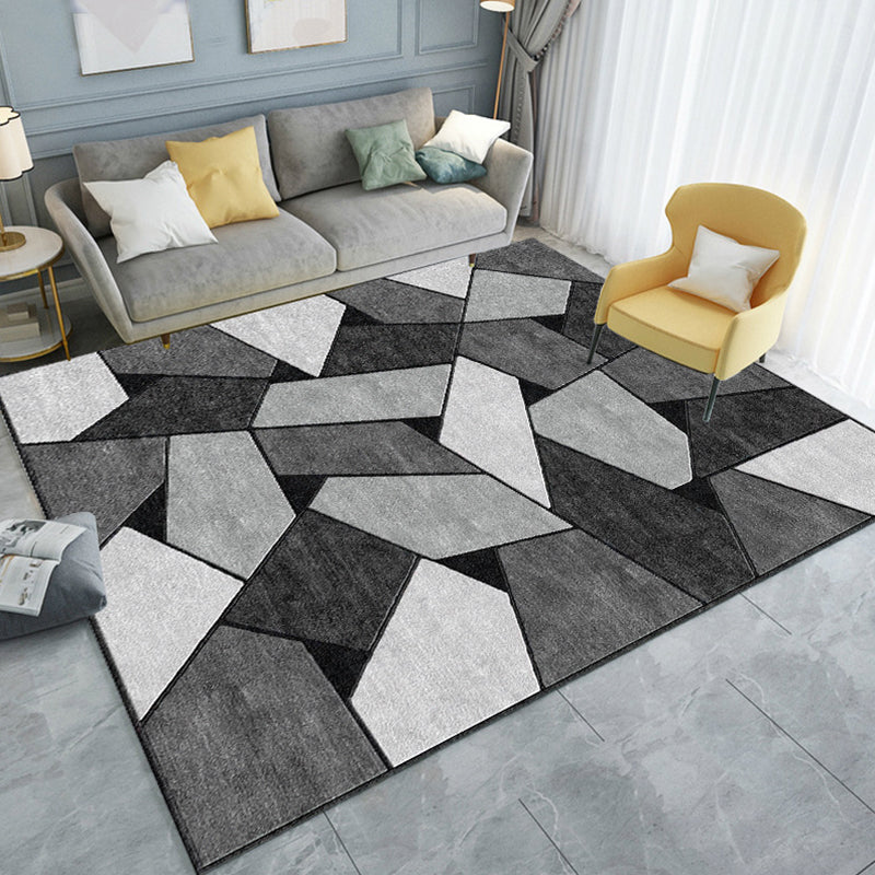 Minimalism 3D Geometric Printed Rug Multicolor Polyester Rug Washable Anti-Slip Backing Stain Resistant Rug for Great Room Dark Gray Clearhalo 'Area Rug' 'Modern' 'Rugs' Rug' 2317298