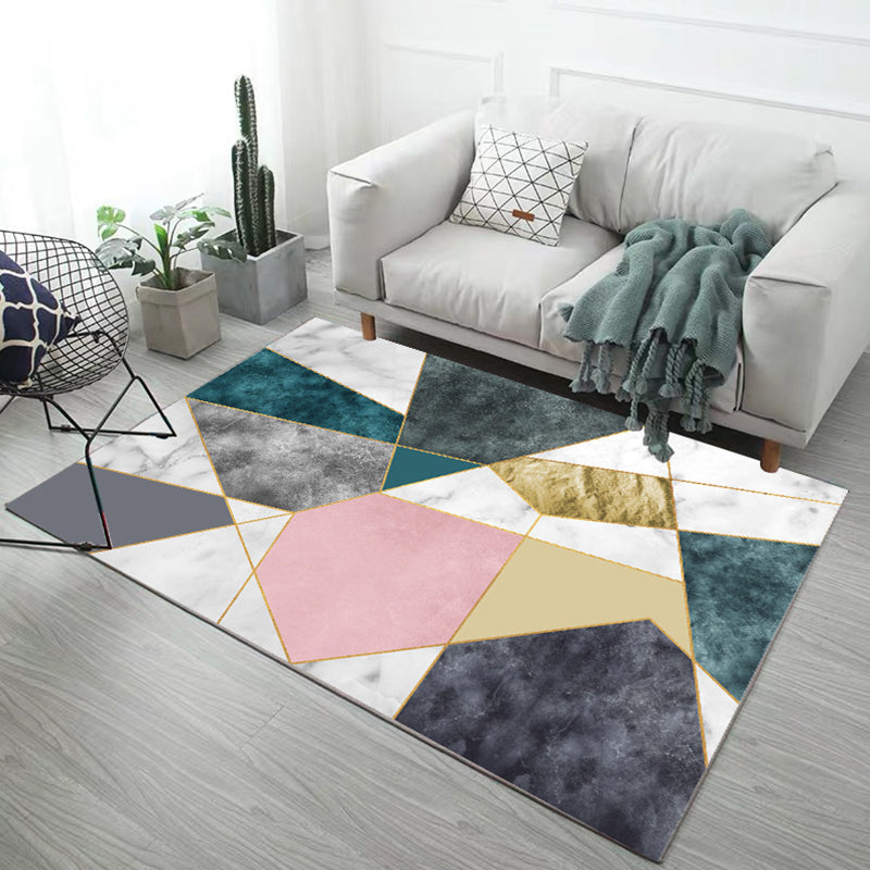 Minimalism 3D Geometric Printed Rug Multicolor Polyester Rug Washable Anti-Slip Backing Stain Resistant Rug for Great Room Dark Green Clearhalo 'Area Rug' 'Modern' 'Rugs' Rug' 2317300