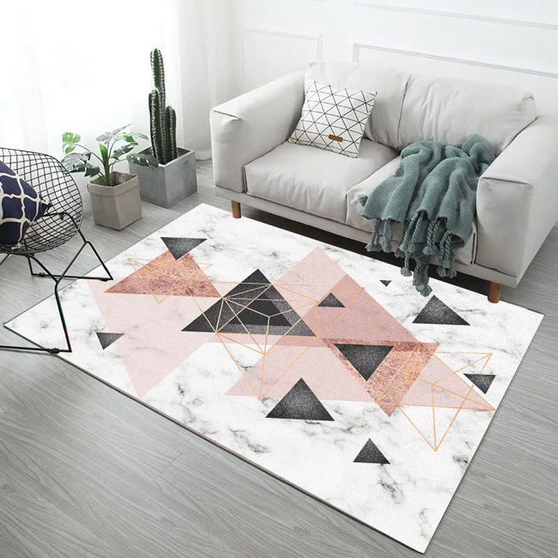 Minimalism 3D Geometric Printed Rug Multicolor Polyester Rug Washable Anti-Slip Backing Stain Resistant Rug for Great Room Pink Clearhalo 'Area Rug' 'Modern' 'Rugs' Rug' 2317302