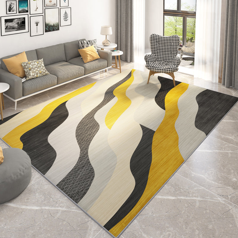 Environmental Geometric Color-Block Rug Multi Color Simplicity Rug Synthetics Pet Friendly Washable Non-Slip Rug for Room Beige 6'7" x 9'11" Clearhalo 'Area Rug' 'Modern' 'Rugs' Rug' 2317330