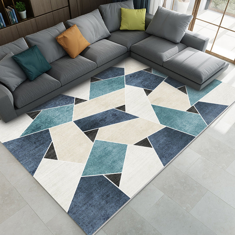 Fashion Nordic Rug Multi-Colored 3D Geometric Printed Carpet Anti-Slip Backing Washable Pet Friendly Rug for Sitting Room Blue Clearhalo 'Area Rug' 'Modern' 'Rugs' Rug' 2317360