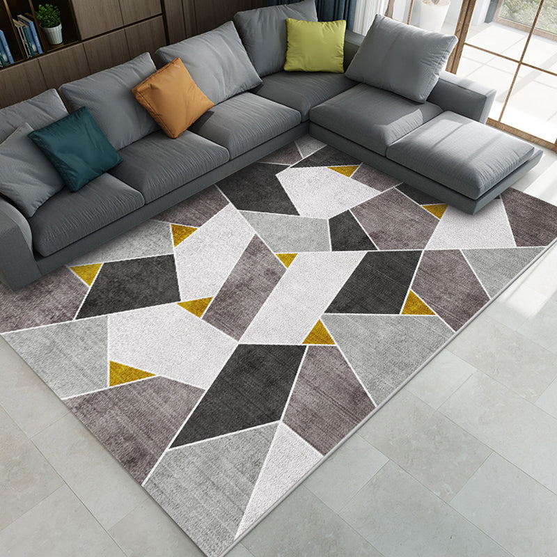 Fashion Nordic Rug Multi-Colored 3D Geometric Printed Carpet Anti-Slip Backing Washable Pet Friendly Rug for Sitting Room Brown Clearhalo 'Area Rug' 'Modern' 'Rugs' Rug' 2317364