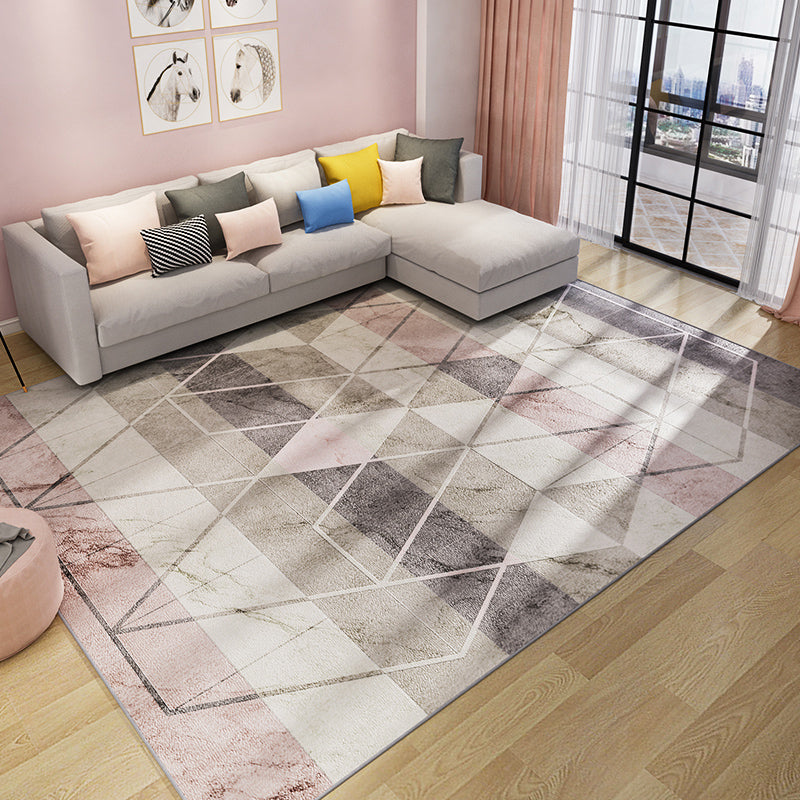 Fashion Nordic Rug Multi-Colored 3D Geometric Printed Carpet Anti-Slip Backing Washable Pet Friendly Rug for Sitting Room Clearhalo 'Area Rug' 'Modern' 'Rugs' Rug' 2317365