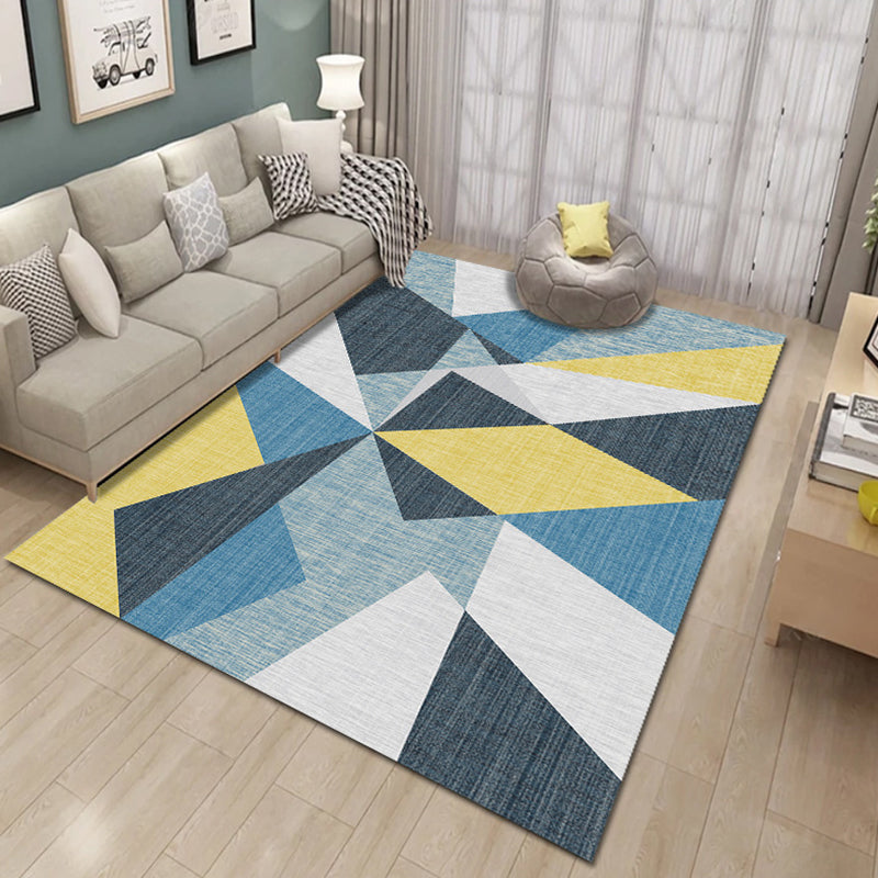 Novelty 3D Printing Geometric Rug Multi Colored Modern Rug Polyester Stain Resistant Non-Slip Machine Washable Rug for Room Blue-Yellow Clearhalo 'Area Rug' 'Modern' 'Rugs' Rug' 2317369