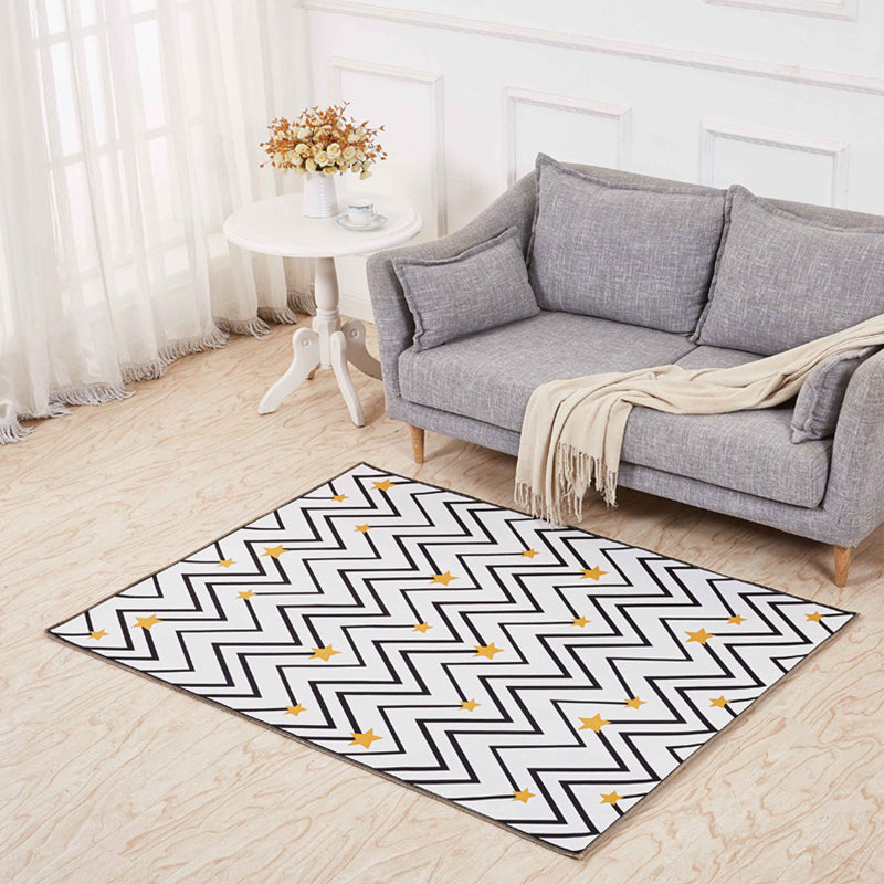 Minimalistic 3D Geometric Rug Multicolor Polyester Area Carpet Pet Friendly Non-Slip Backing Washable Rug for Living Room White-Yellow Clearhalo 'Area Rug' 'Modern' 'Rugs' Rug' 2317392