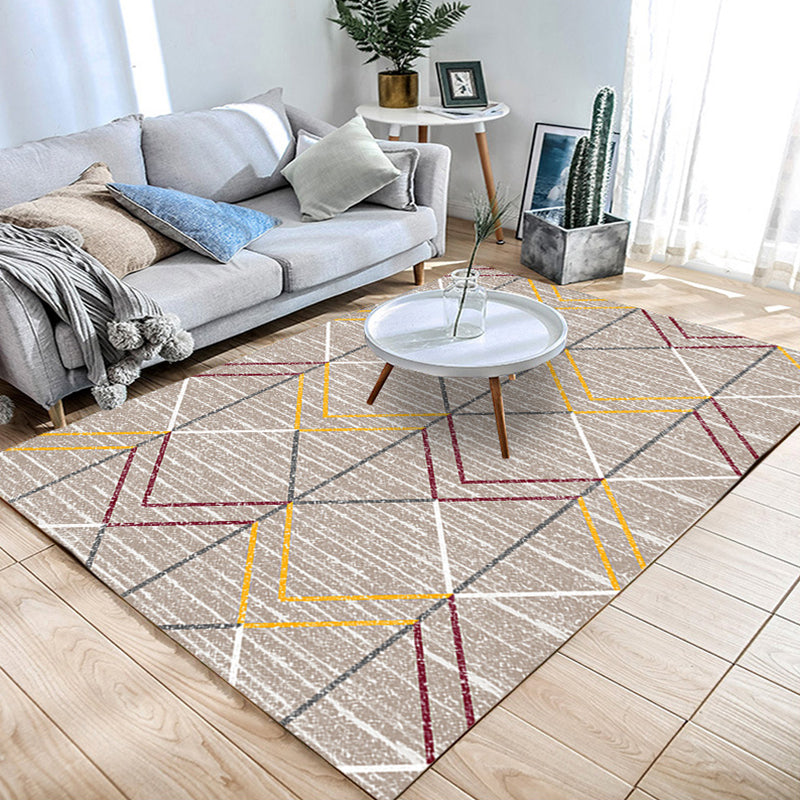 Multicolored Living Room Rug Modern Geometric 3D Illusion Rug Synthetics Non-Slip Backing Stain Resistant Machine Washable Area Rug Light Brown Clearhalo 'Area Rug' 'Modern' 'Rugs' Rug' 2317409