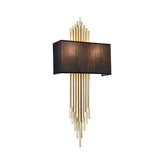 Modern Rectangle Wall Light 2 Heads Fabric Shade Wall Sconce in Black/White/Flaxen for Living Room, 14"/16" Wide Clearhalo 'Wall Lamps & Sconces' 'Wall Lights' Lighting' 231752