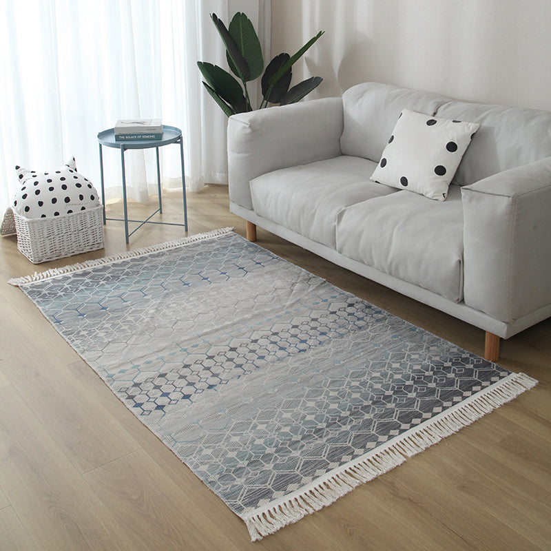 Casual Living Room Rug Multi Colored Geometric Printed Area Carpet Jute Stain-Resistant Handmade Indoor Rug with Tassel Clearhalo 'Area Rug' 'Bohemian' 'Rugs' Rug' 2317530