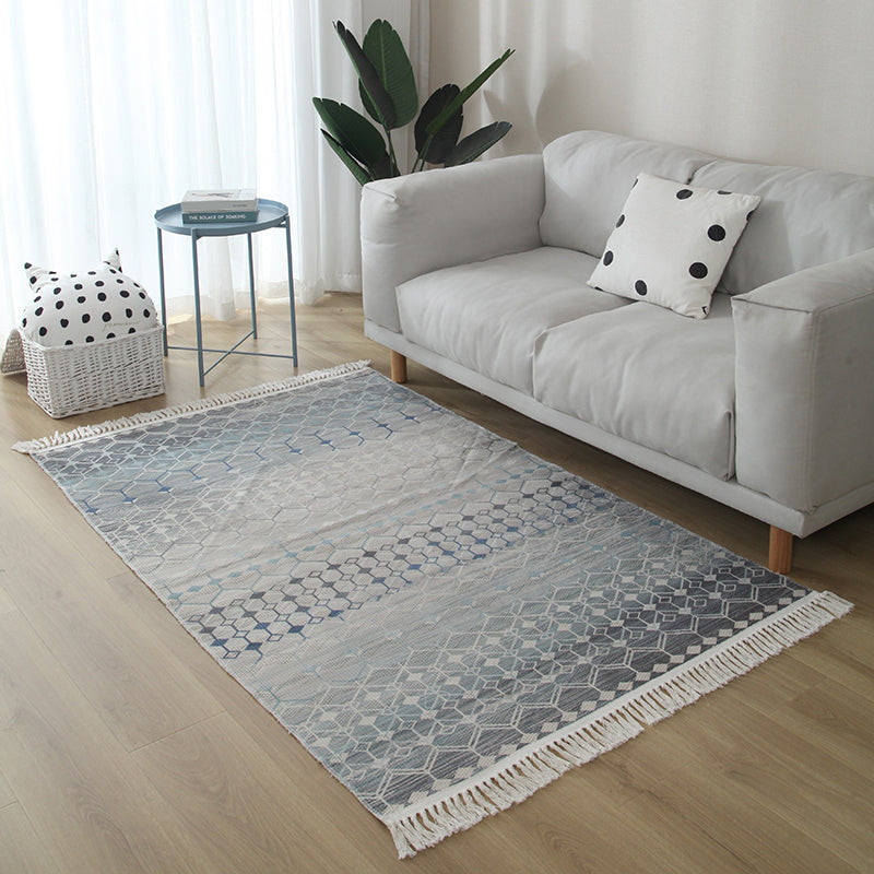 Casual Living Room Rug Multi Colored Geometric Printed Area Carpet Jute Stain-Resistant Handmade Indoor Rug with Tassel Gray-Green Clearhalo 'Area Rug' 'Bohemian' 'Rugs' Rug' 2317532