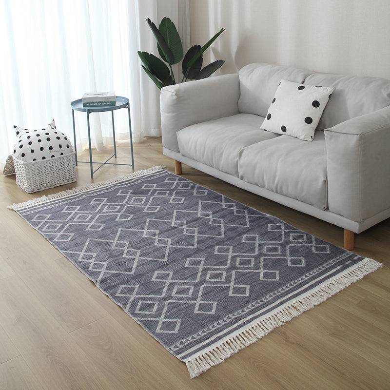 Casual Living Room Rug Multi Colored Geometric Printed Area Carpet Jute Stain-Resistant Handmade Indoor Rug with Tassel Clearhalo 'Area Rug' 'Bohemian' 'Rugs' Rug' 2317537