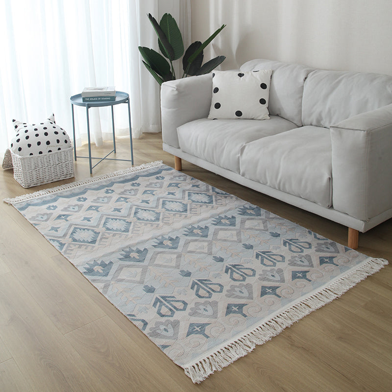 Casual Living Room Rug Multi Colored Geometric Printed Area Carpet Jute Stain-Resistant Handmade Indoor Rug with Tassel Clearhalo 'Area Rug' 'Bohemian' 'Rugs' Rug' 2317539