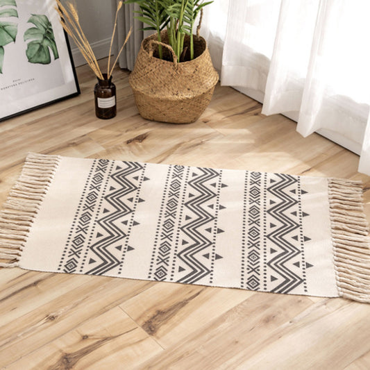 Multi Color Comfort Rug Jute Geometric Printed Area Carpet Easy Care Stain-Resistant Pet Friendly Rug with Tassel for Bedroom Grey 2' x 2'11" Clearhalo 'Area Rug' 'Bohemian' 'Rugs' Rug' 2317559