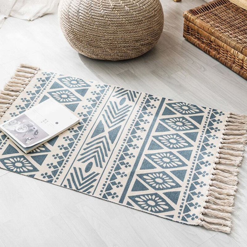 Multi Color Comfort Rug Jute Geometric Printed Area Carpet Easy Care Stain-Resistant Pet Friendly Rug with Tassel for Bedroom Pewter 2' x 2'11" Clearhalo 'Area Rug' 'Bohemian' 'Rugs' Rug' 2317569