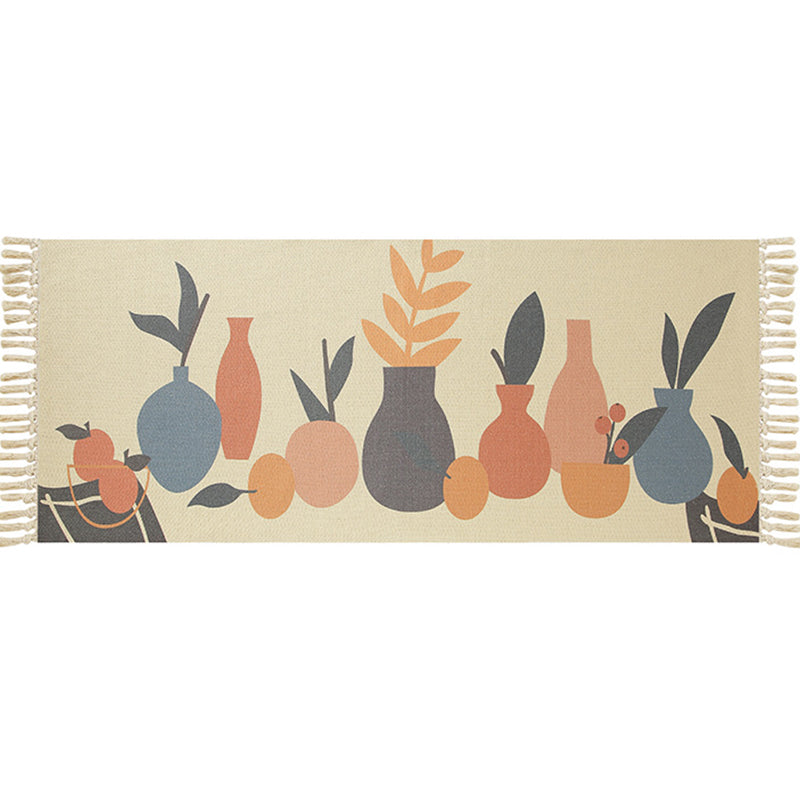 Eclectic Geometric Print Rug Multi Colored Jute Indoor Rug Easy Care Pet Friendly Area Carpet with Fringe for Bedroom Clearhalo 'Area Rug' 'Bohemian' 'Rugs' Rug' 2317612