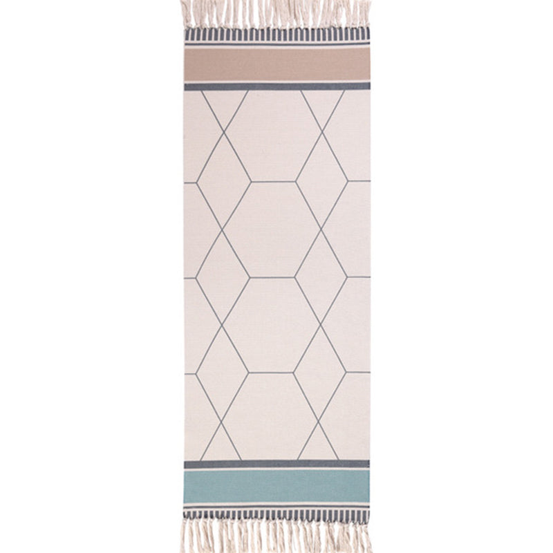 Eclectic Geometric Print Rug Multi Colored Jute Indoor Rug Easy Care Pet Friendly Area Carpet with Fringe for Bedroom Lake Blue Clearhalo 'Area Rug' 'Bohemian' 'Rugs' Rug' 2317613
