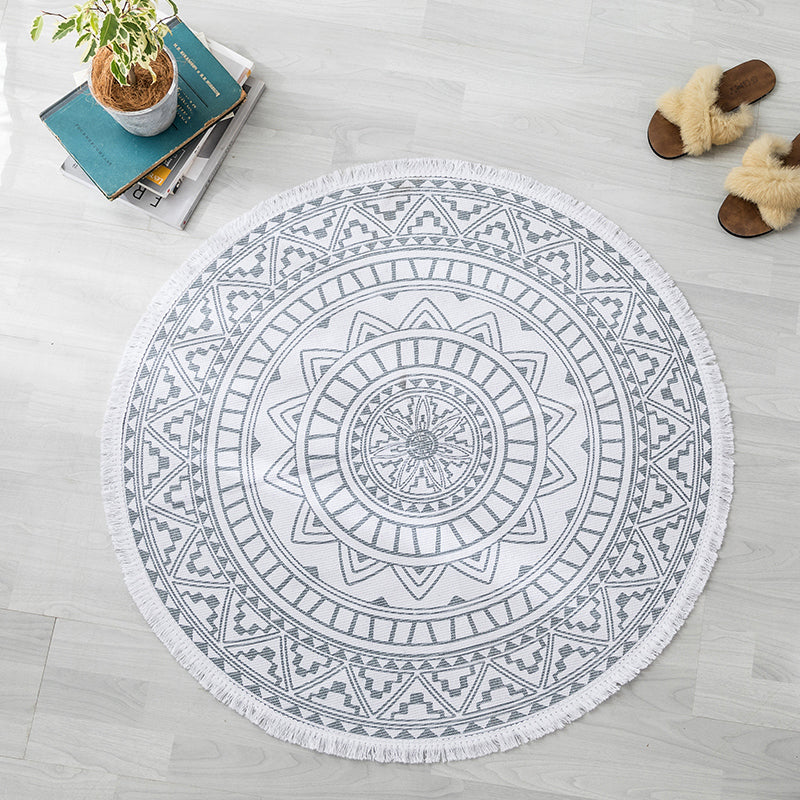 Multi Colored Bedroom Rug Relaxing Geometric Printed Area Carpet Jute Easy Care Pet Friendly Indoor Rug Light Gray 2'11" x 2'11" Clearhalo 'Area Rug' 'Bohemian' 'Rugs' Rug' 2317625