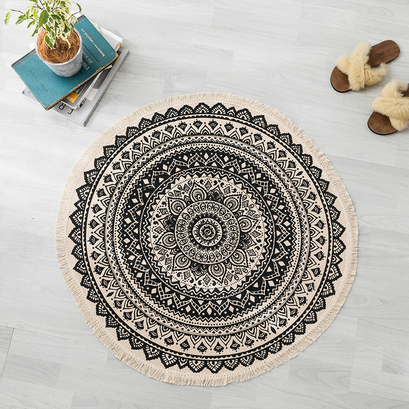 Multi Colored Bedroom Rug Relaxing Geometric Printed Area Carpet Jute Easy Care Pet Friendly Indoor Rug Black Clearhalo 'Area Rug' 'Bohemian' 'Rugs' Rug' 2317635