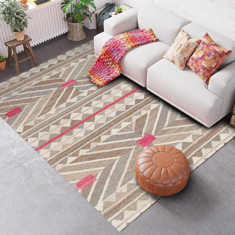 Southwestern Geo Pattern Rug Multi-Color Polyster Area Rug Easy Care Pet Friendly Washable Area Carpet for Room Khaki Clearhalo 'Area Rug' 'Rugs' 'Southwestern' Rug' 2317696