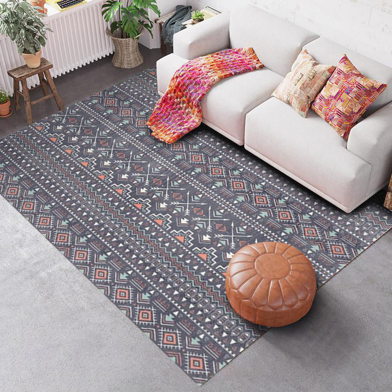 Southwestern Geo Pattern Rug Multi-Color Polyster Area Rug Easy Care Pet Friendly Washable Area Carpet for Room Dark Gray Clearhalo 'Area Rug' 'Rugs' 'Southwestern' Rug' 2317708
