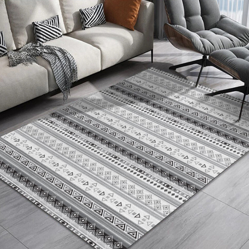 Southwestern Geo Pattern Rug Multi-Color Polyster Area Rug Easy Care Pet Friendly Washable Area Carpet for Room Gray-White Clearhalo 'Area Rug' 'Rugs' 'Southwestern' Rug' 2317709