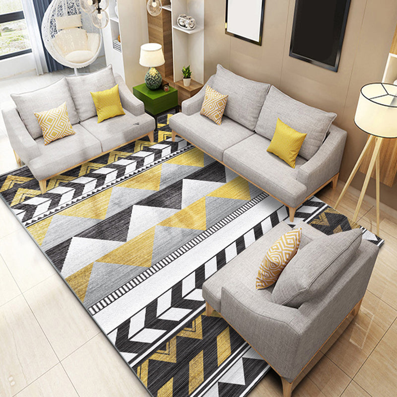 Nordic Decoration Rug Multicolored Geometric Print Indoor Rug Polyster Non-Slip Pet Friendly Washable Area Carpet Gray-Yellow Clearhalo 'Area Rug' 'Rugs' 'Southwestern' Rug' 2317728