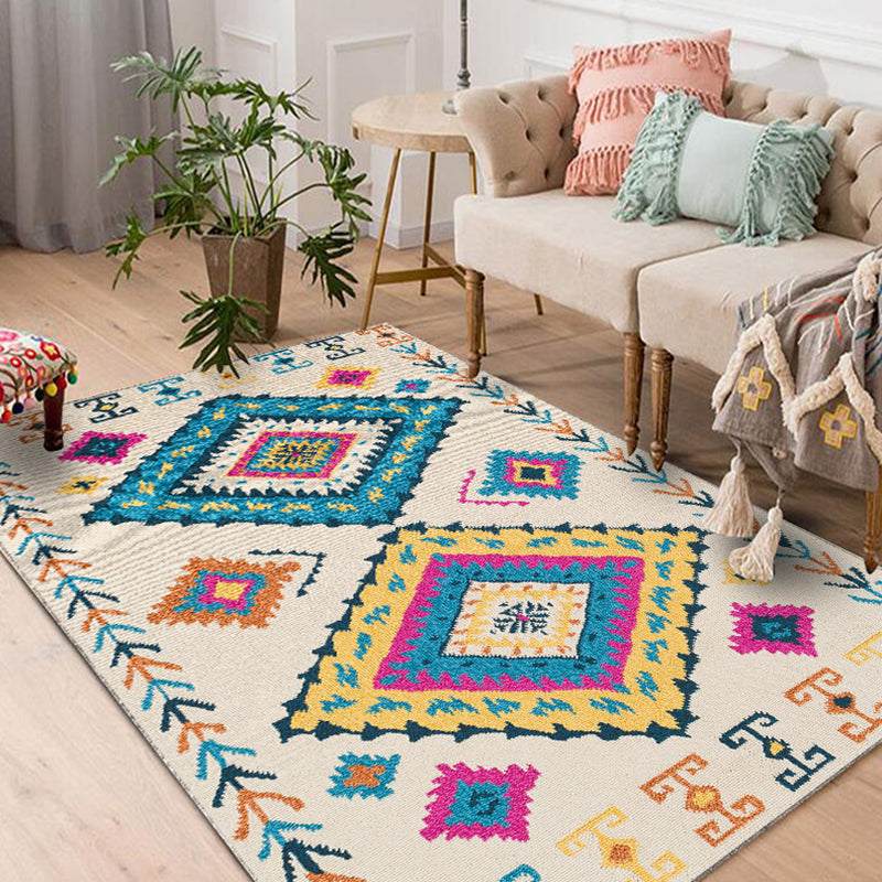 Nordic Decoration Rug Multicolored Geometric Print Indoor Rug Polyster Non-Slip Pet Friendly Washable Area Carpet Yellow-Blue Clearhalo 'Area Rug' 'Rugs' 'Southwestern' Rug' 2317735