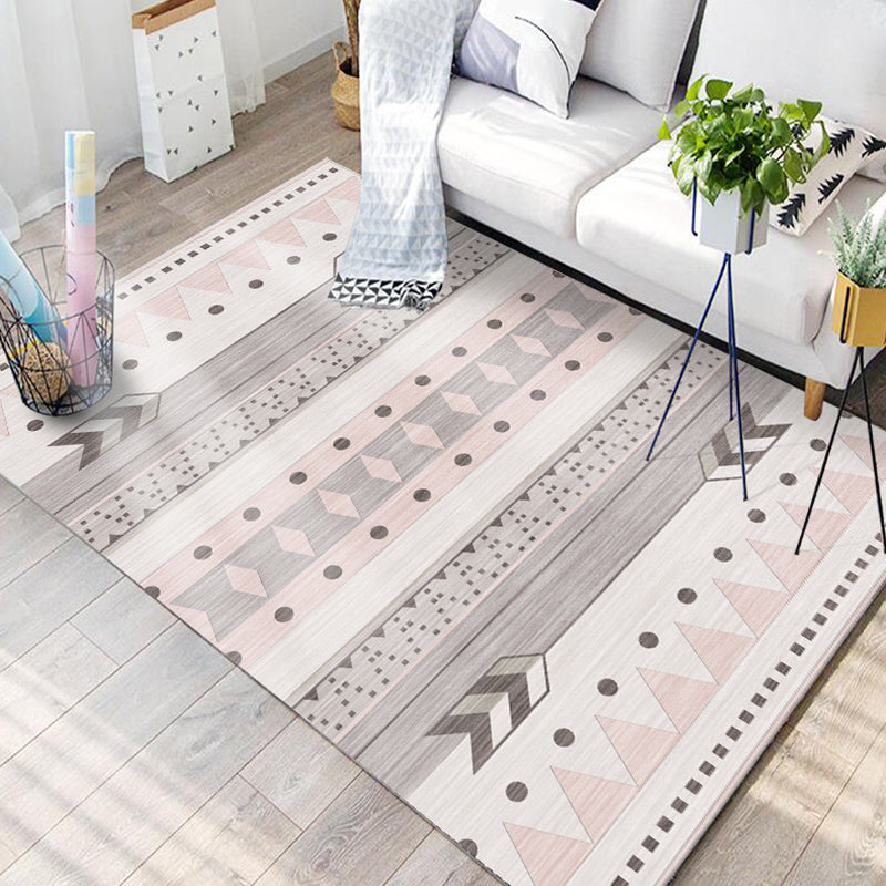 Nordic Decoration Rug Multicolored Geometric Print Indoor Rug Polyster Non-Slip Pet Friendly Washable Area Carpet Light Pink Clearhalo 'Area Rug' 'Rugs' 'Southwestern' Rug' 2317737