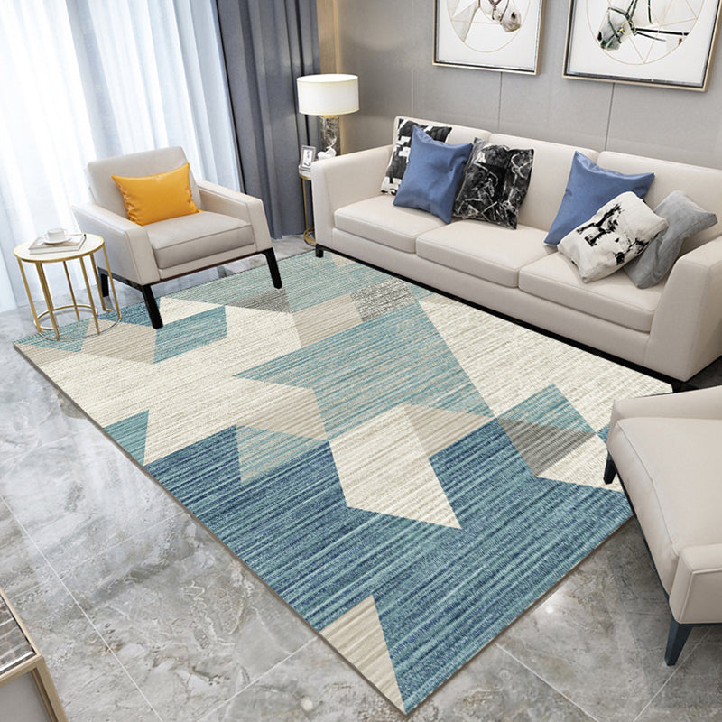 Nordic Decoration Rug Multicolored Geometric Print Indoor Rug Polyster Non-Slip Pet Friendly Washable Area Carpet Sky Blue-White Clearhalo 'Area Rug' 'Rugs' 'Southwestern' Rug' 2317738