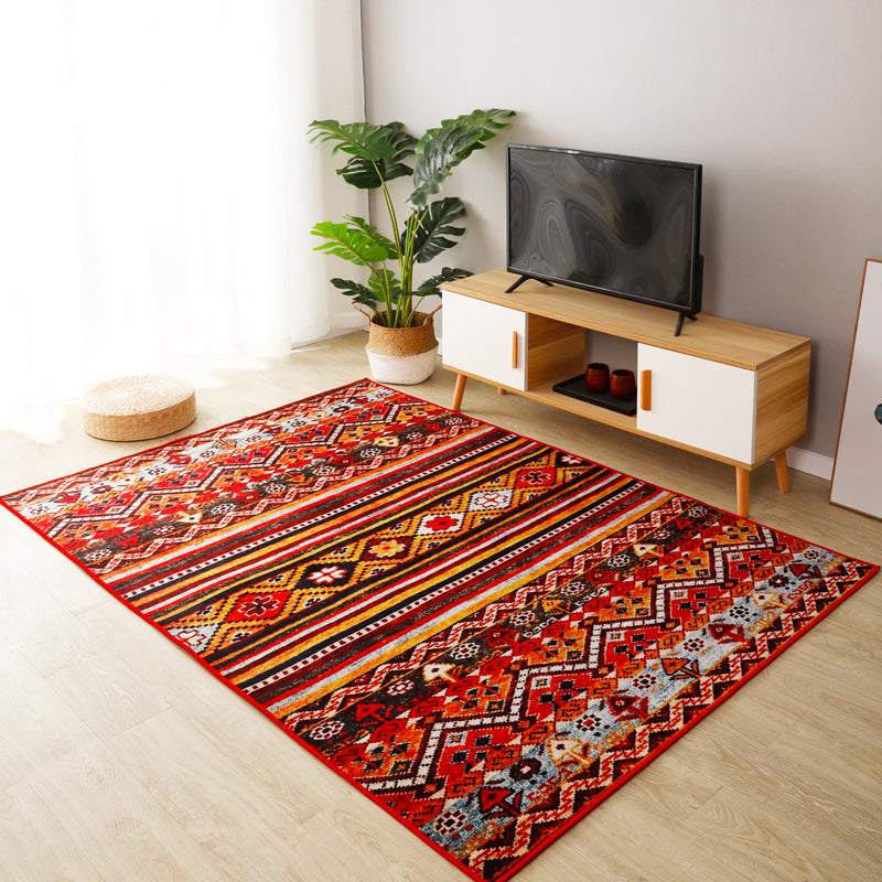 Boho-Chic Stripe Printed Rug Multi-Colored Polyster Area Rug Anti-Slip Backing Pet Friendly Area Carpet for Living Room Clearhalo 'Area Rug' 'Bohemian' 'Rugs' Rug' 2317750