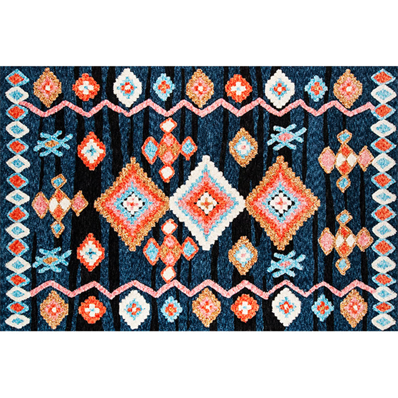 Boho-Chic Stripe Printed Rug Multi-Colored Polyster Area Rug Anti-Slip Backing Pet Friendly Area Carpet for Living Room Navy Clearhalo 'Area Rug' 'Bohemian' 'Rugs' Rug' 2317751