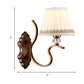 Gold Pleated Shade Wall Sconce Traditional Fabric 1/2-Bulb Living Room Wall Mounted Light with Crystal Accent Clearhalo 'Wall Lamps & Sconces' 'Wall Lights' Lighting' 231776